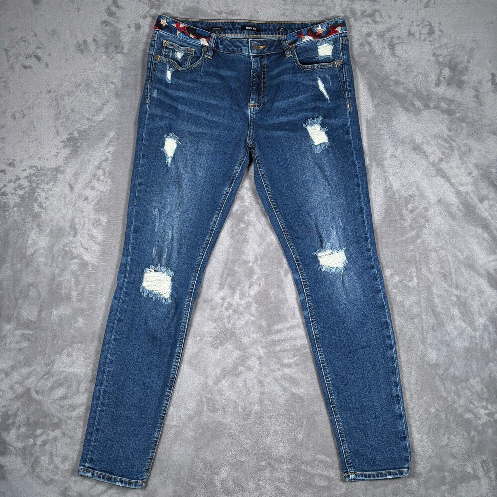 Miss Me M2074S Embroidered Star Waistband Skinny Jeans Women’s Size 31 x 27